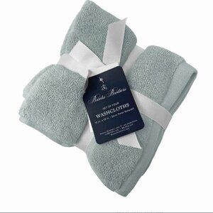 NEW! BROOKS BROTHERS Premium Turkish Face Towels Washcloths! Blue Gray Set of 4